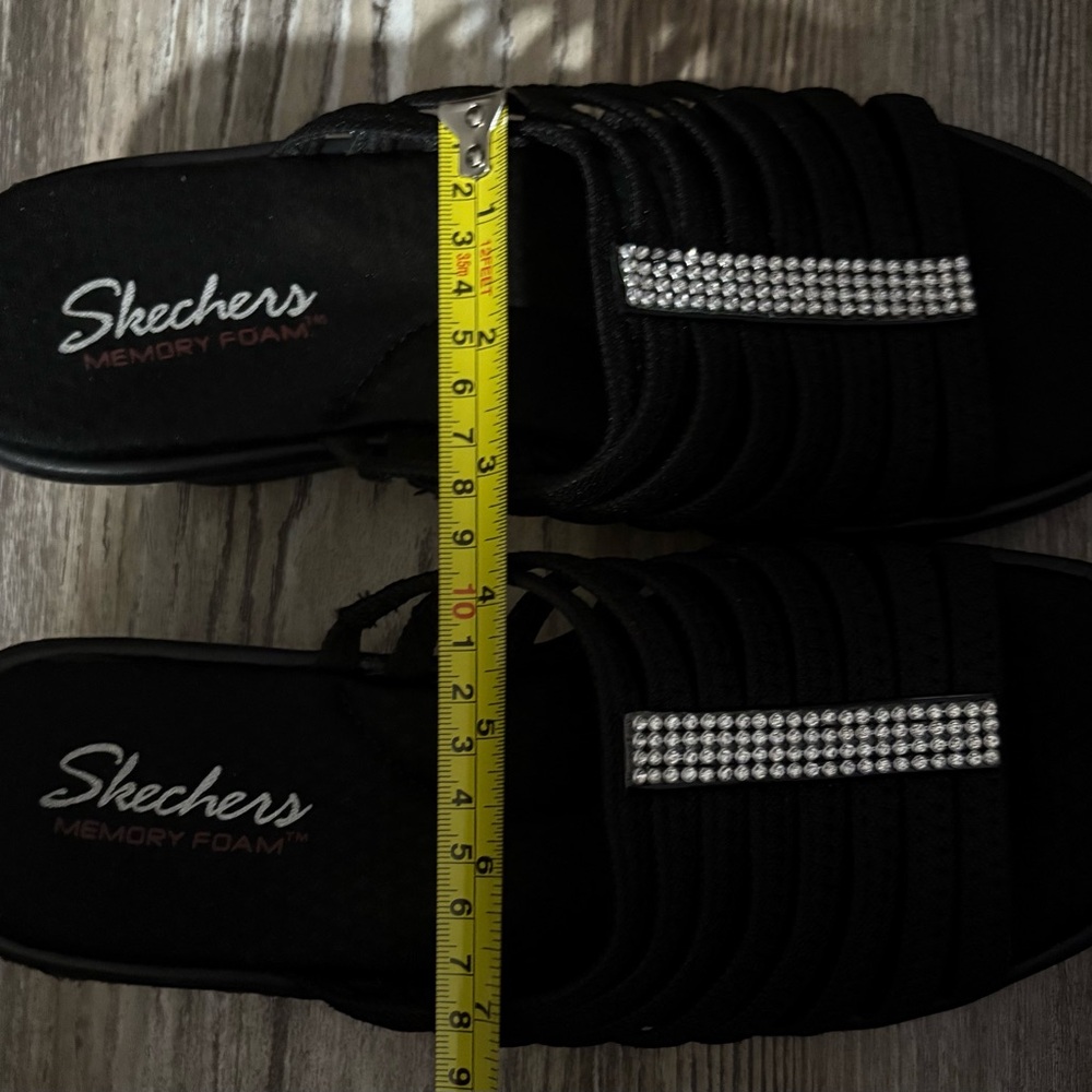 Skechers Black Sandals with Rhinestone Accent - Picture 3 of 5